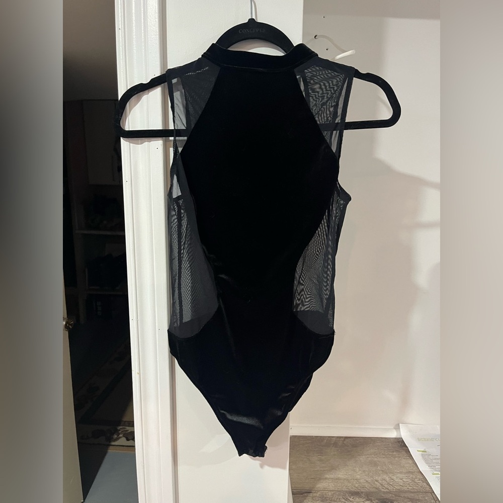 Black Bodysuit with Sheer Panels